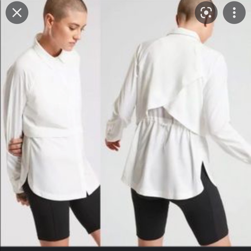 Athleta white button down blouse great condition size large